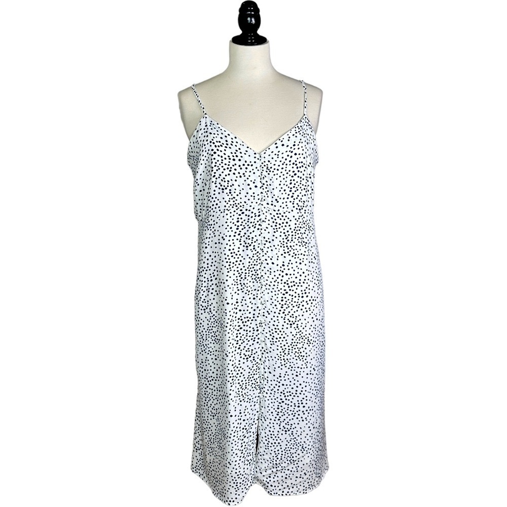 Plus Size Gap Cami Splattered Black Dots Covered Buttons Back Zip Lined Dress 14